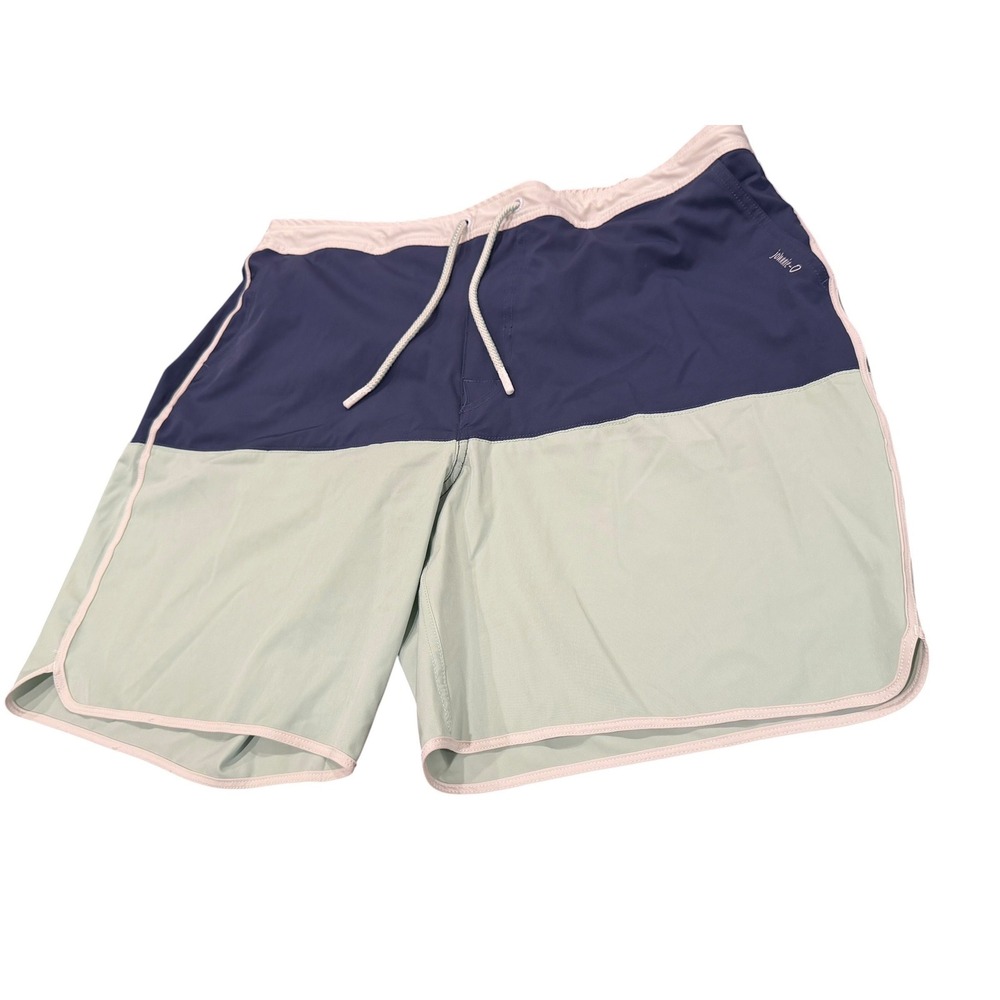 Johnnie O Mens Tully Colorblock Swim Trunks Mint Navy Blue XL Board Shorts